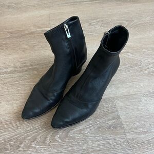 Via Spiga Black Pointed Toe Ankle Sock Booties with Side Zipper